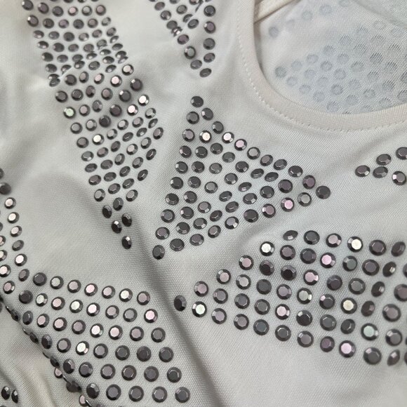 HAUTE HIPPIE Ivory Cream Metal Studded Sleeveless Midi Dress Bodycon Size Small - Picture 5 of 12